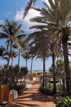 On the beach, white sand at Eden Roc Miami Beach