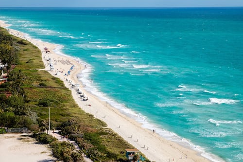 On the beach, white sand