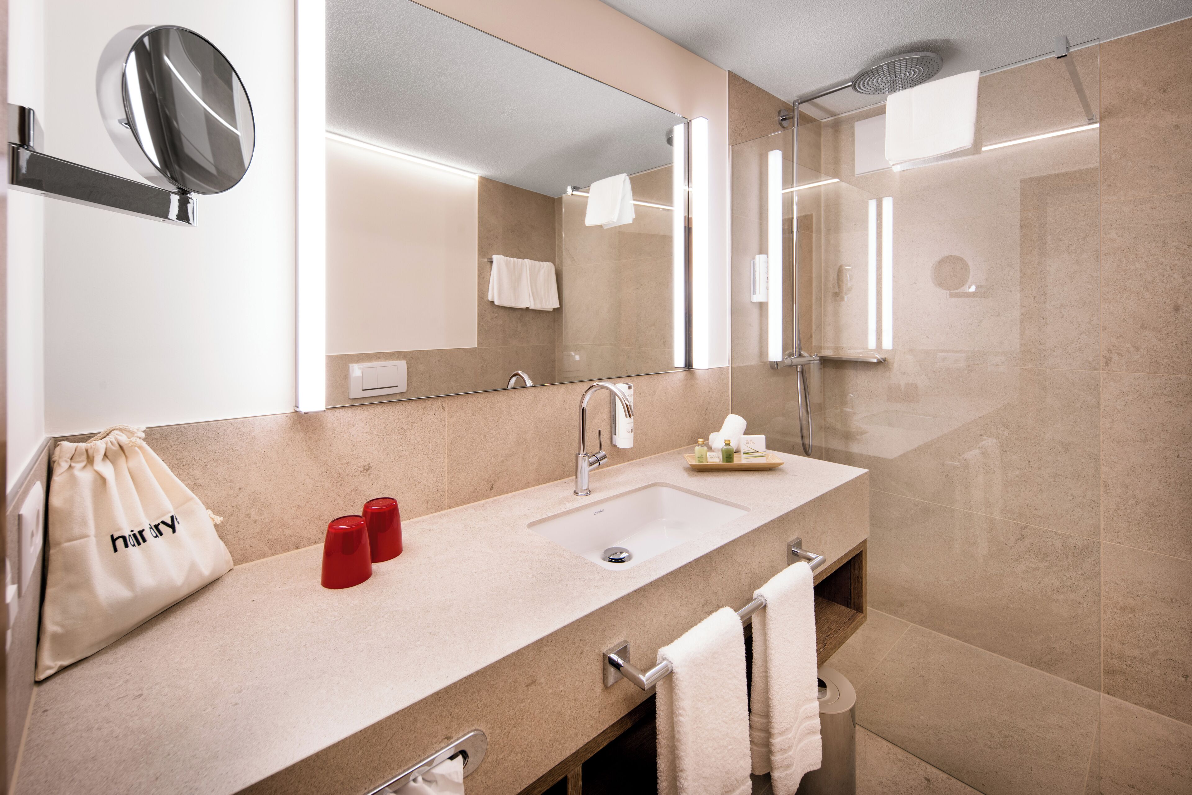 deluxe triple room, mountain view | bathroom | shower, hair dryer, towels, soap