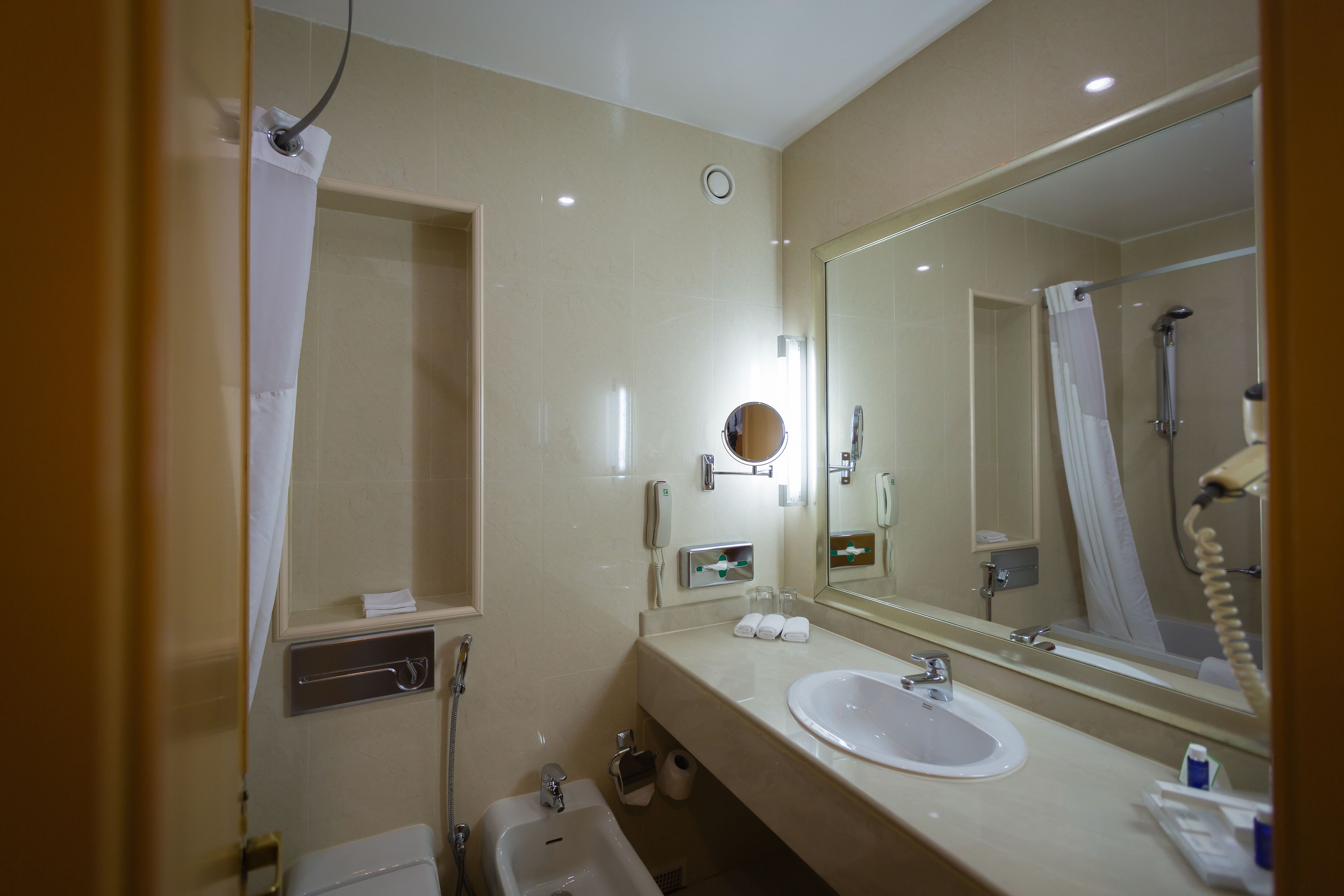 Bathtub, free toiletries, hair dryer, bidet