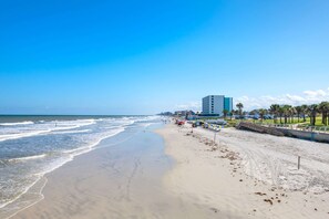 On the beach, white sand