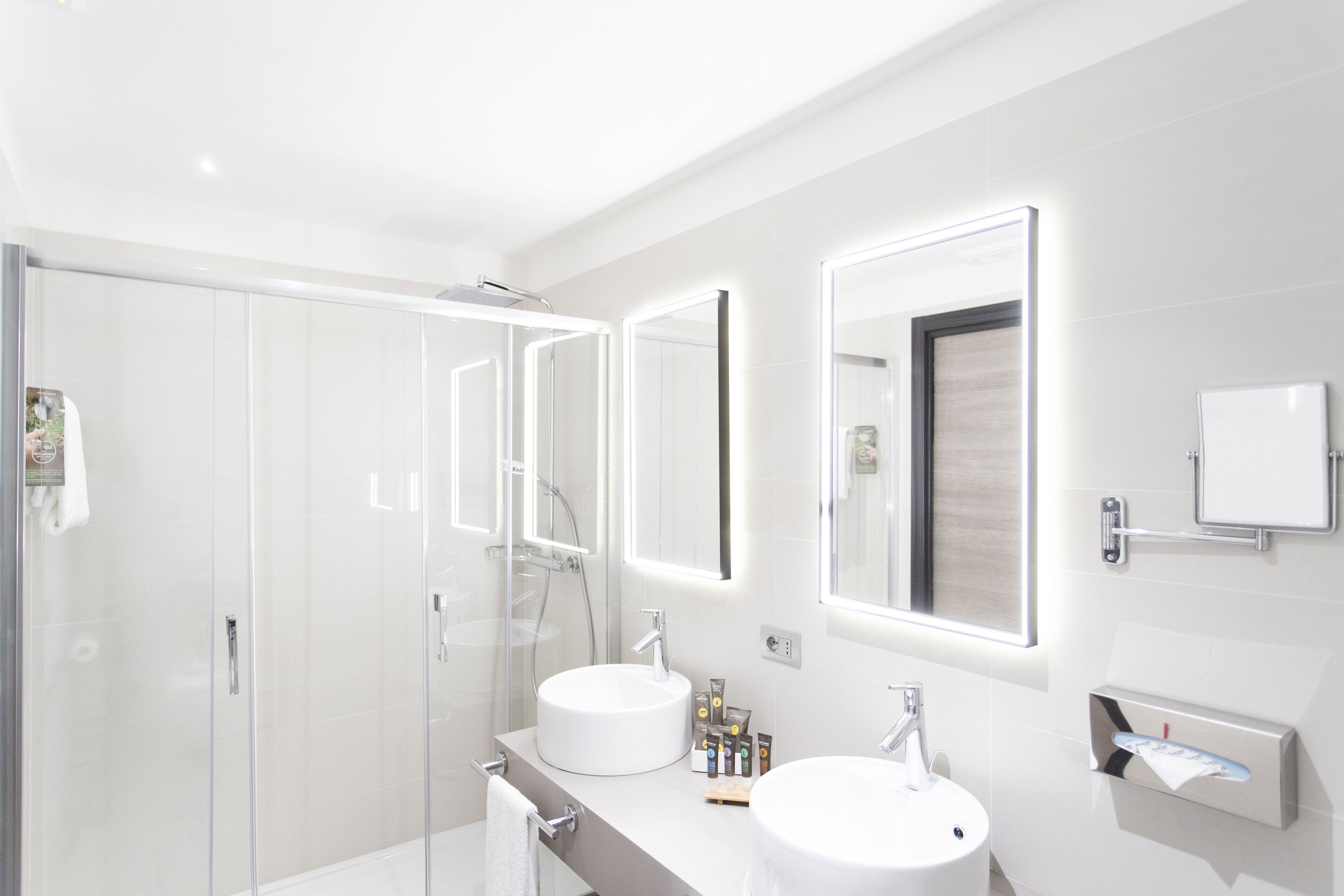 shower, rainfall showerhead, eco-friendly toiletries, hair dryer