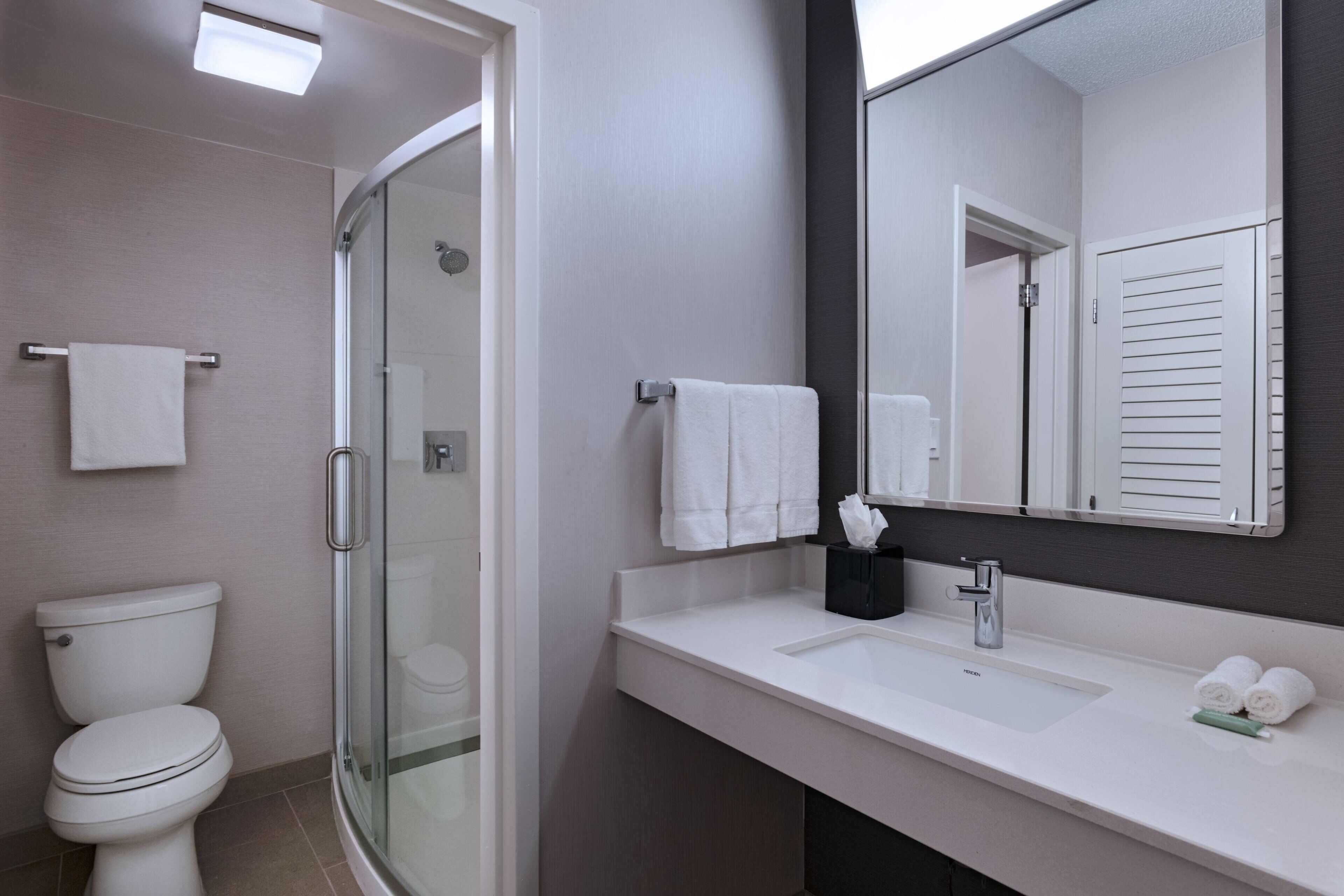 free toiletries, hair dryer, towels