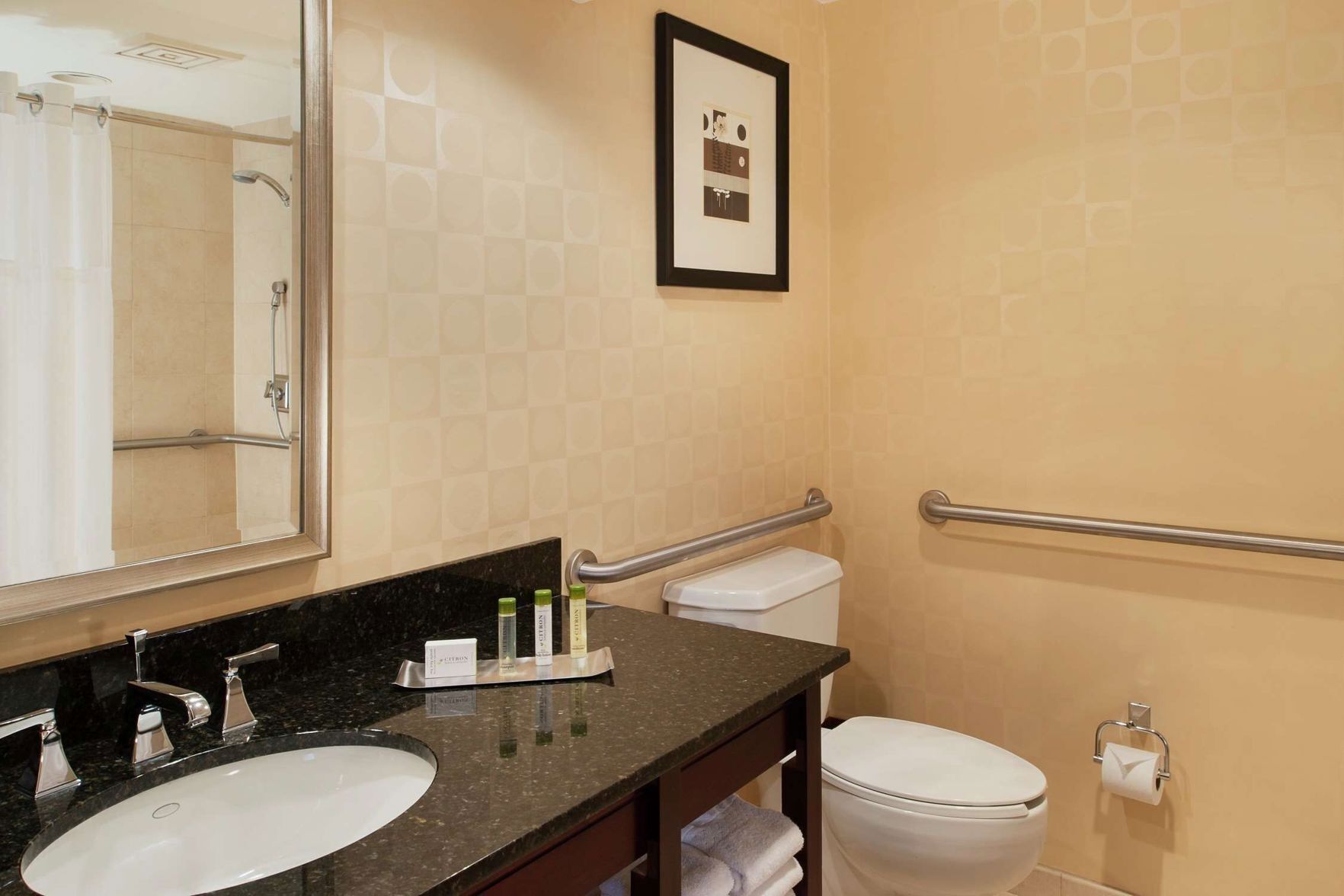 Bathroom | Combined shower/tub, free toiletries, hair dryer, towels