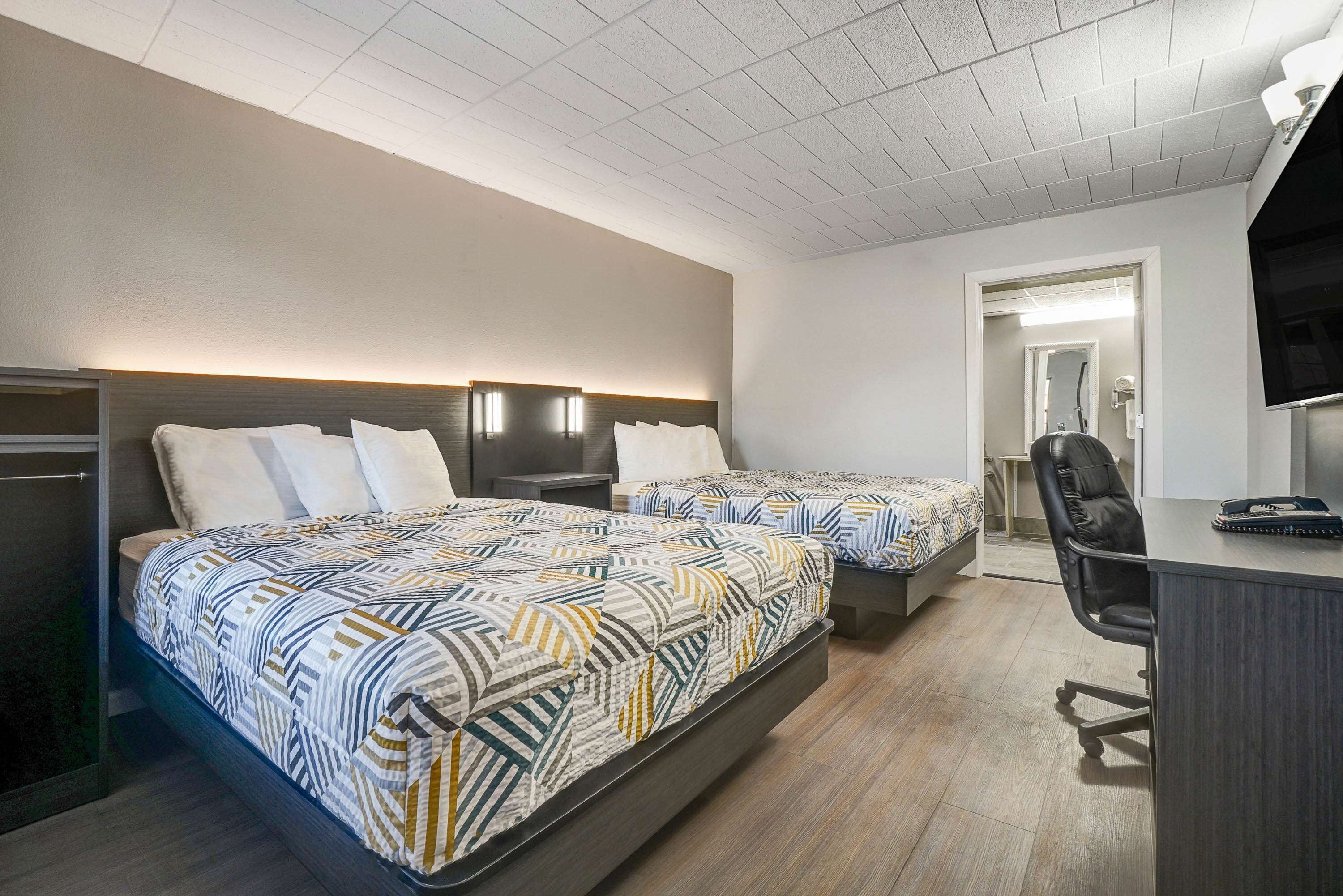 Standard Room, 2 Double Beds, Accessible, Non Smoking | Desk, laptop workspace, iron/ironing board, free WiFi