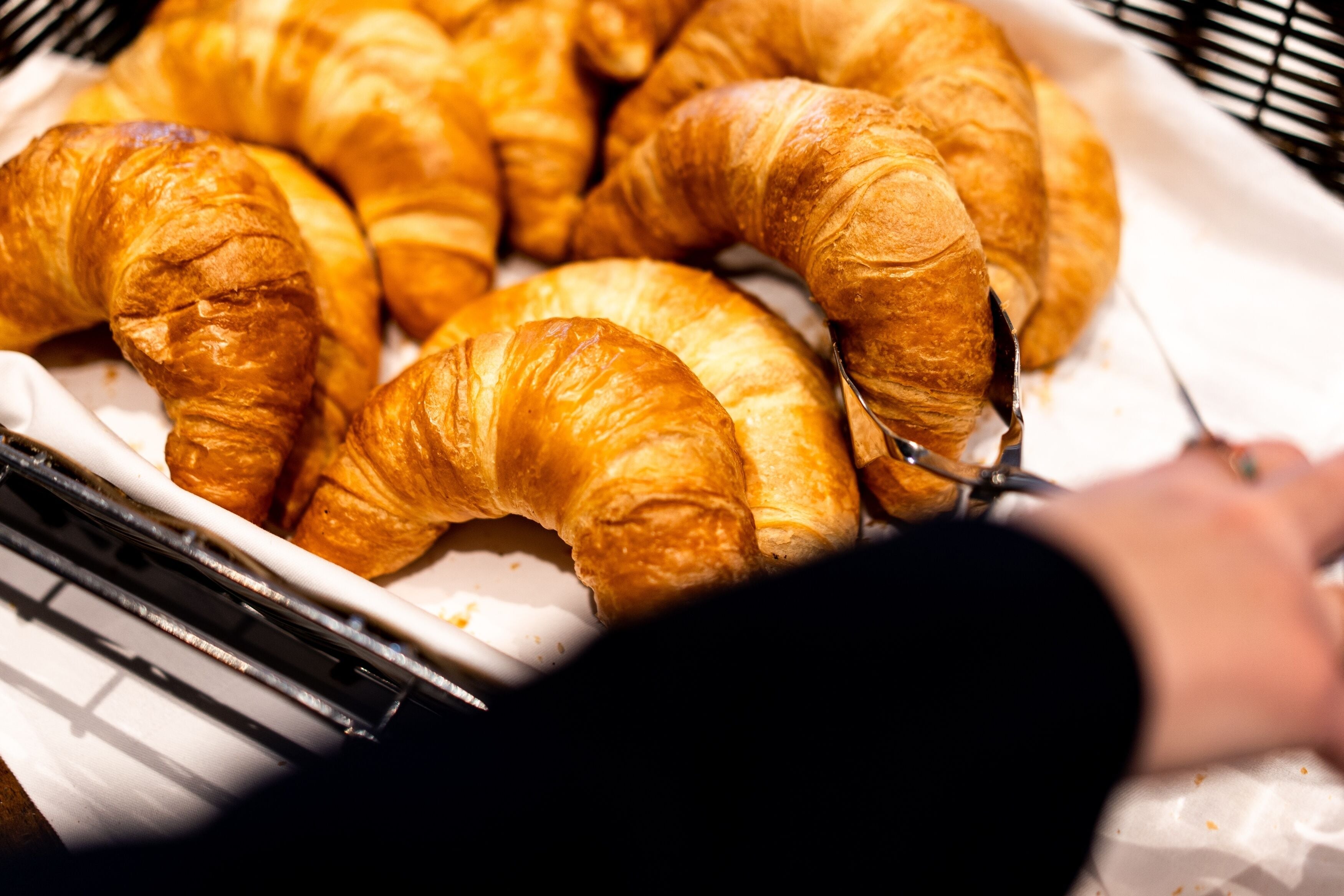 A tray of croissants.