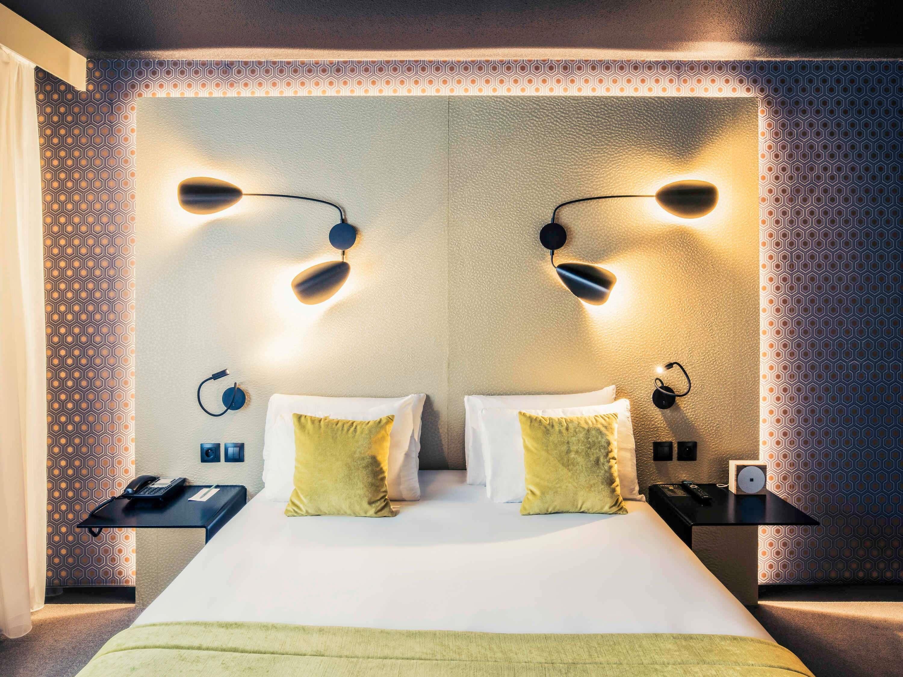 Premium bedding, desk, blackout curtains, soundproofing