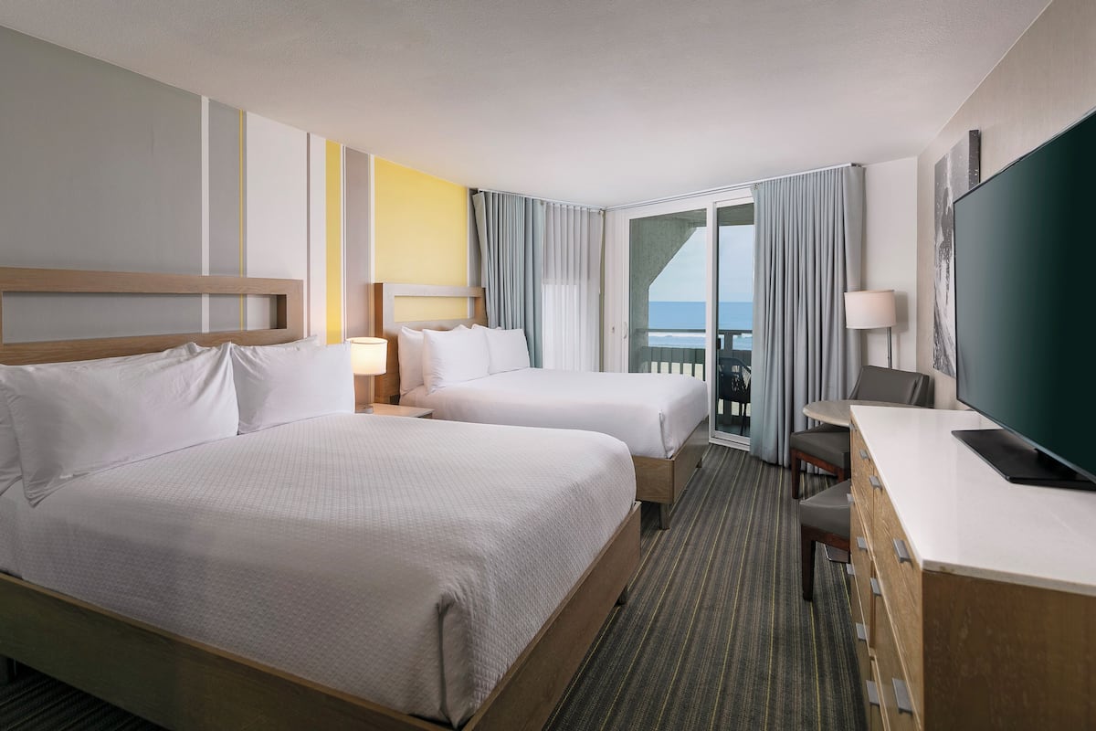 Premier Room, 2 Queen Beds, Balcony, Ocean View | 1 bedroom, in-room safe, blackout curtains, iron/ironing board