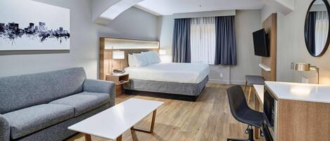 Ropa de cama de alta calidad, escritorio y cortinas blackout