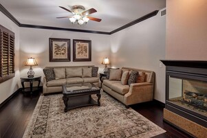 Premium bedding, desk, blackout drapes, iron/ironing board