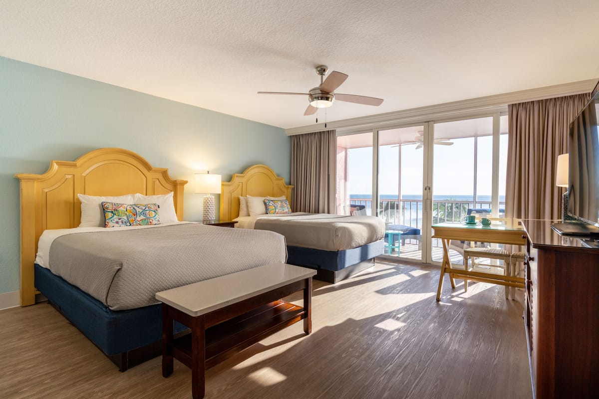 deluxe studio, 2 queen beds | premium bedding, in-room safe, blackout curtains, iron/ironing board