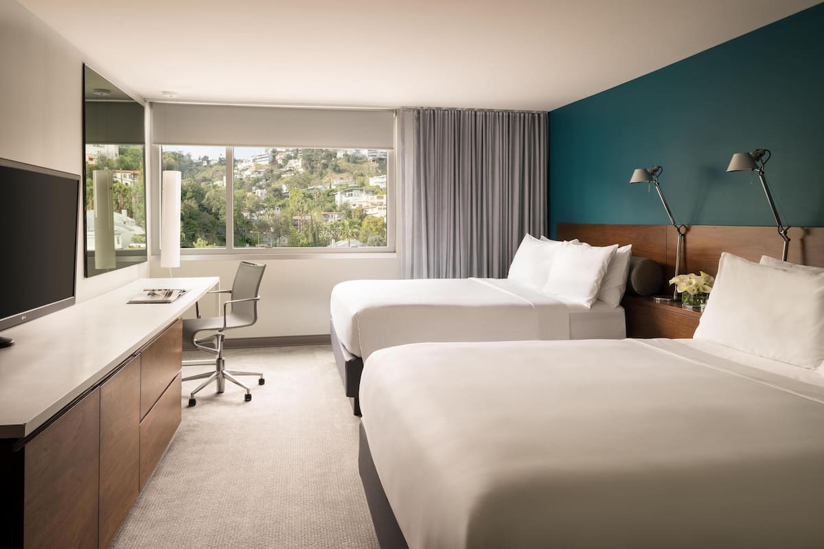 Room, 2 Queen Beds (Hollywood Hills View) | Premium bedding, down duvets, free minibar items, in-room safe