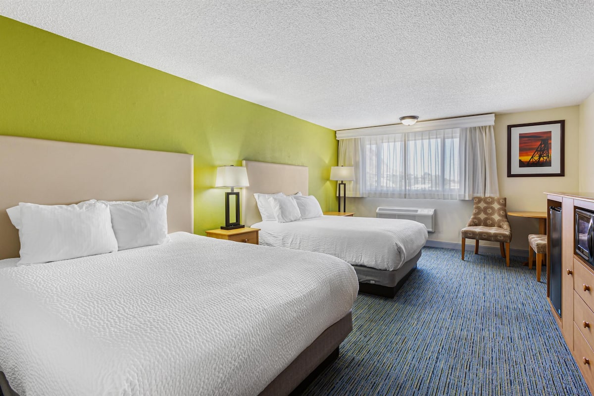 standard room, 2 queen beds, accessible, non smoking | in-room safe, desk, laptop workspace, blackout curtains