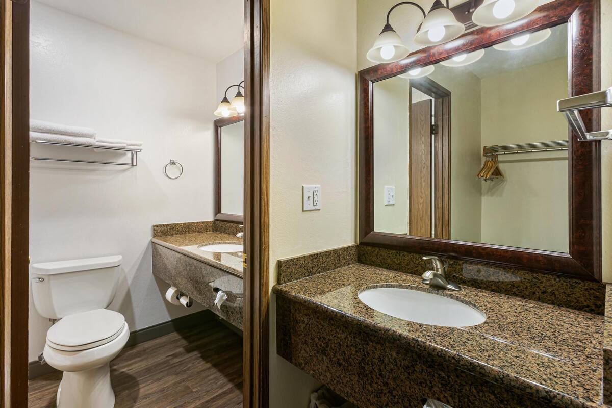 standard room, 1 king bed, non smoking, refrigerator & microwave | bathroom | shower, free toiletries, hair dryer, towels