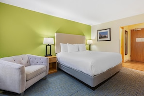 In-room safe, desk, laptop workspace, blackout curtains