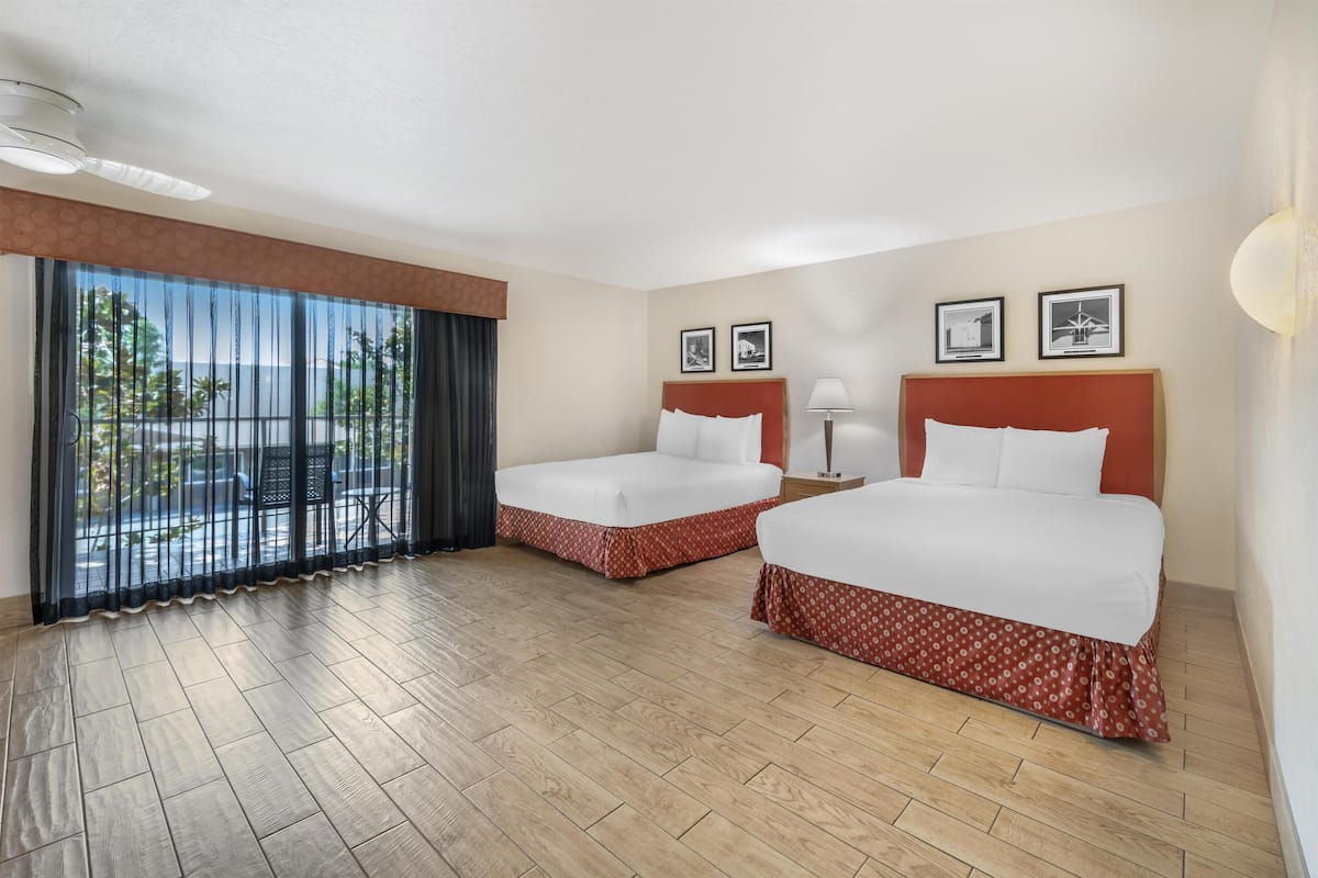 Standard Room, 2 Queen Beds, Non Smoking, Balcony | Desk, iron/ironing board, free wired internet, bed sheets