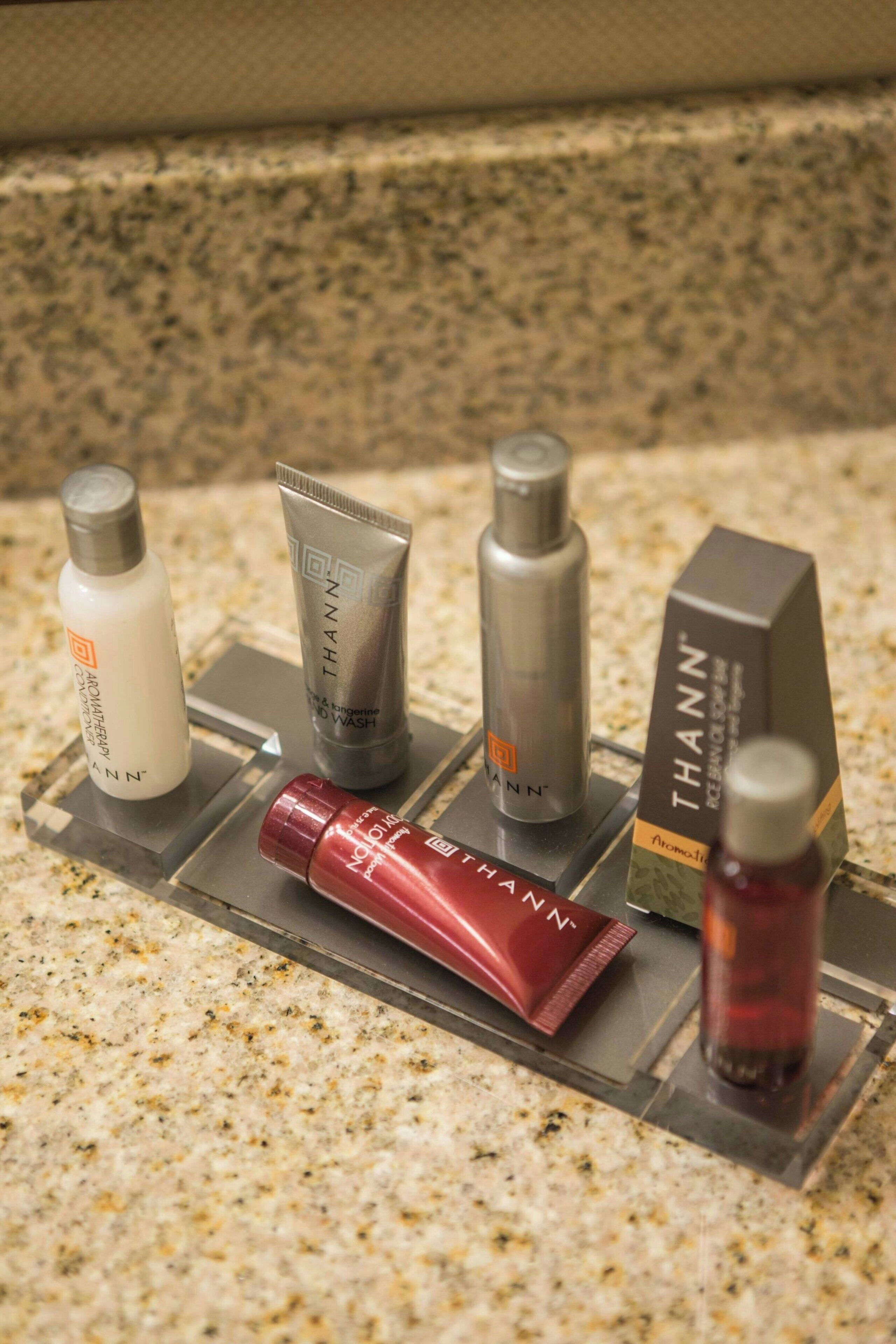 free toiletries, hair dryer, towels