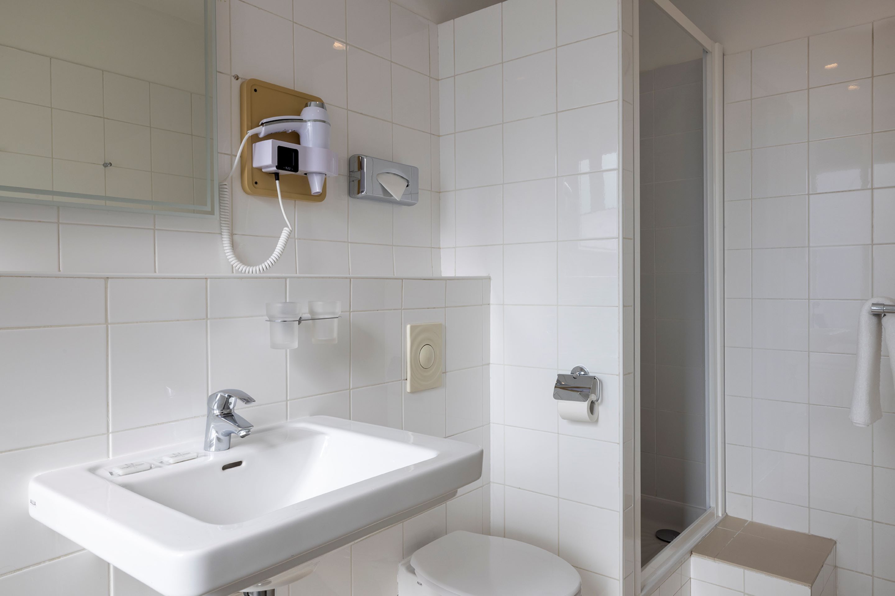 free toiletries, hair dryer, towels