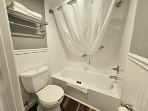 Premium Single Room, 1 King Bed, Bathtub Grab Bars, Ground Floor | Bathroom - Roadstar Hotel Zephyrhills (Zephyrhills)