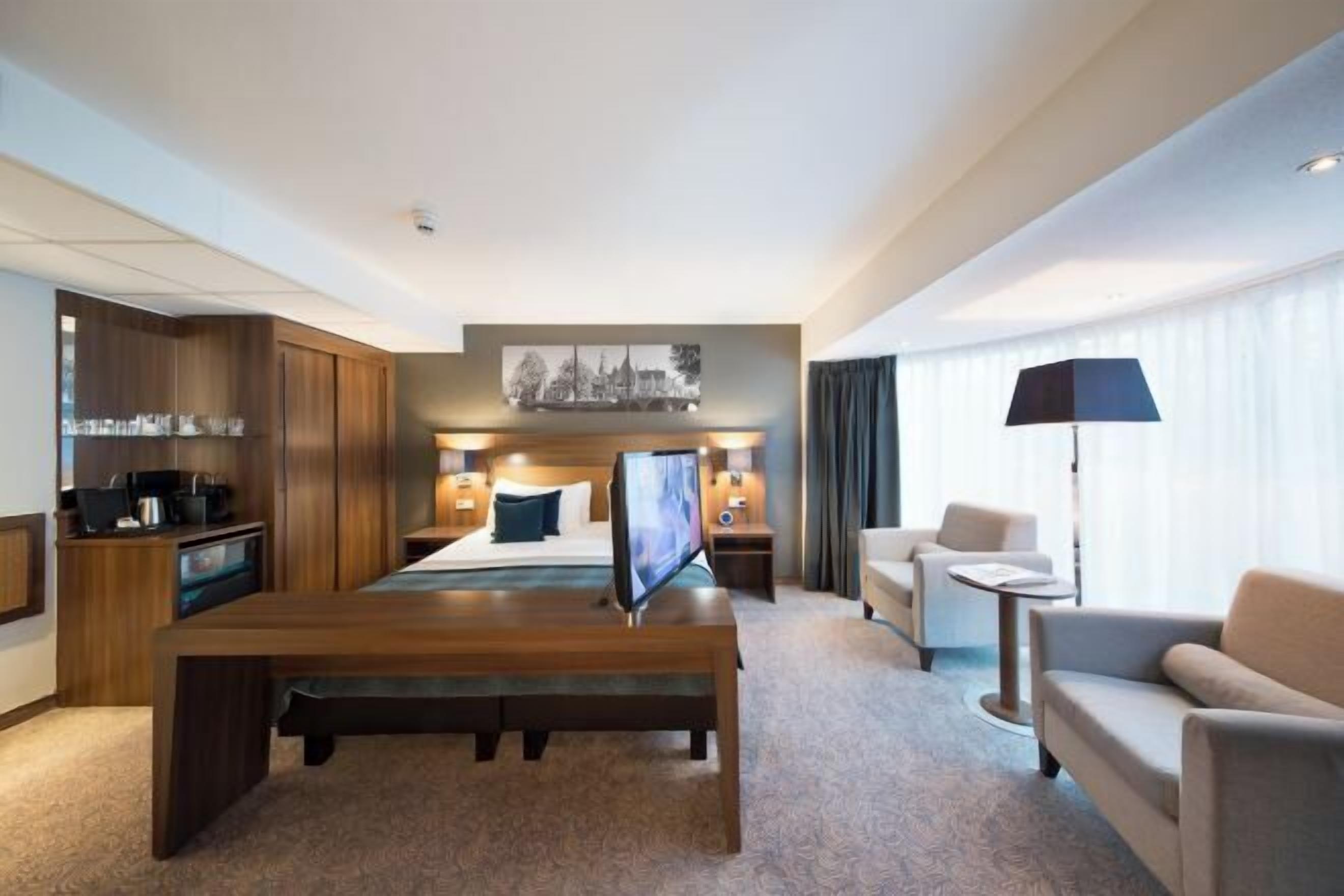 In-room safe, desk, laptop workspace, blackout drapes