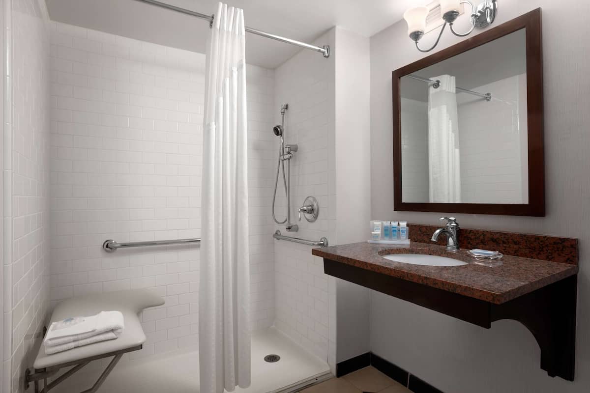 room, 1 queen bed, accessible, non smoking (mobility) | bathroom | combined shower/bathtub, free toiletries, hair dryer, towels