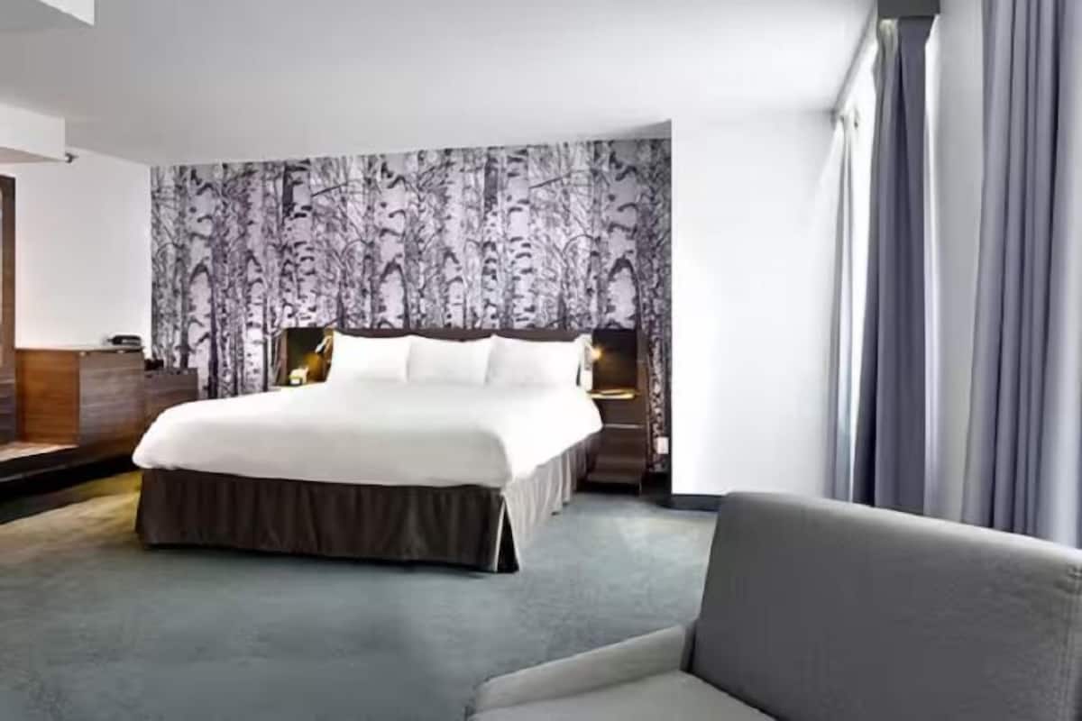 Hypo-allergenic bedding, down comforters, in-room safe, desk