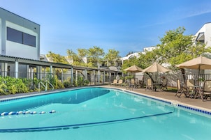 Outdoor pool, sun loungers