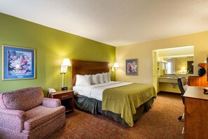 Standard Room, 1 King Bed, Non Smoking | Desk, iron/ironing board, free WiFi, bed sheets