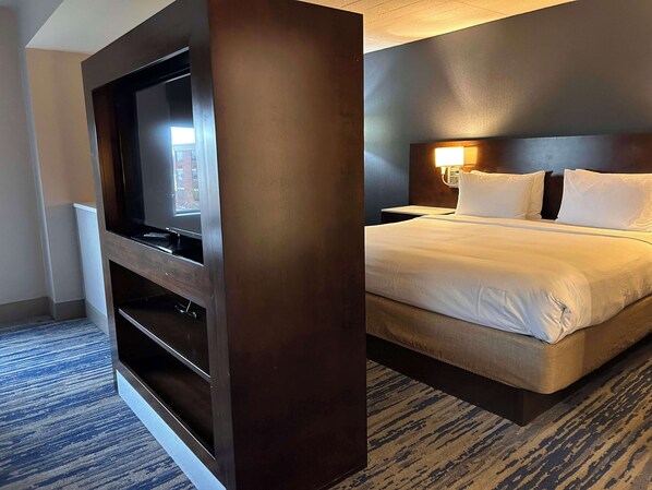 Suite, 1 King Bed, Non Smoking, Refrigerator (Living Room;with Sofabed) | Premium bedding, individually furnished, desk, laptop workspace - Skyline Hotel Detroit Airport, SureStay Collection by BW (Romulus)