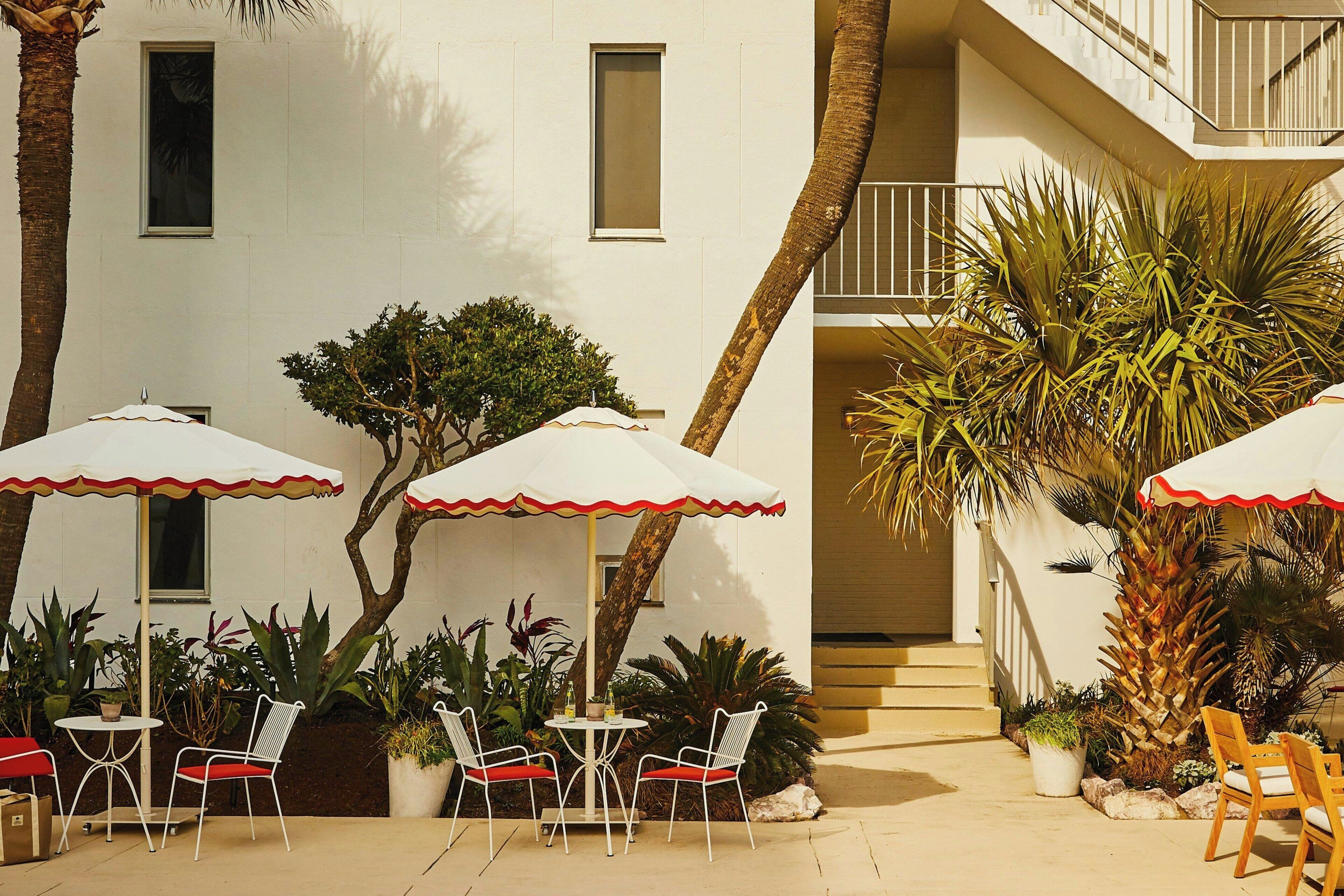 On the beach, sun loungers, beach umbrellas, beach towels