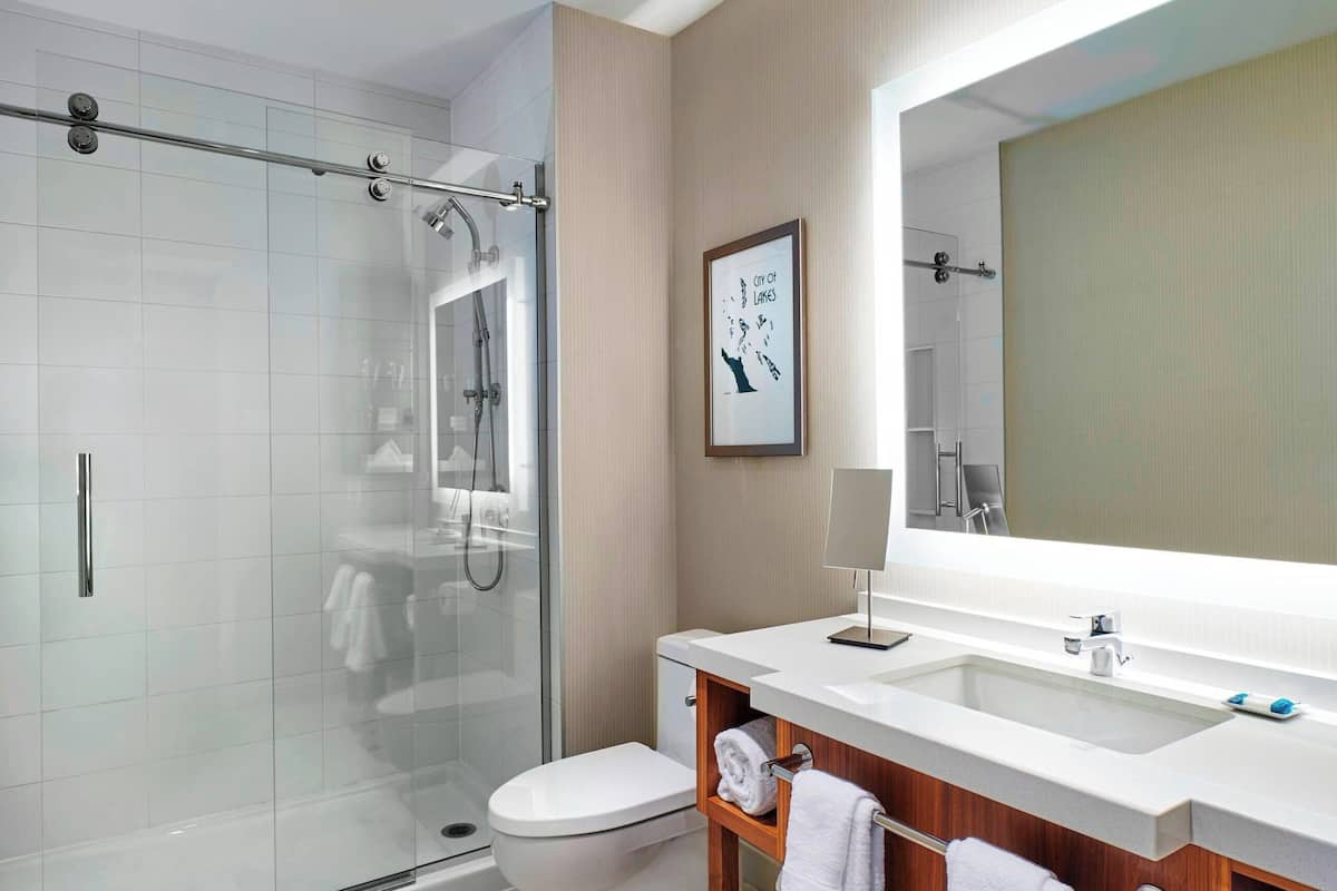 shower, free toiletries, hair dryer, bathrobes