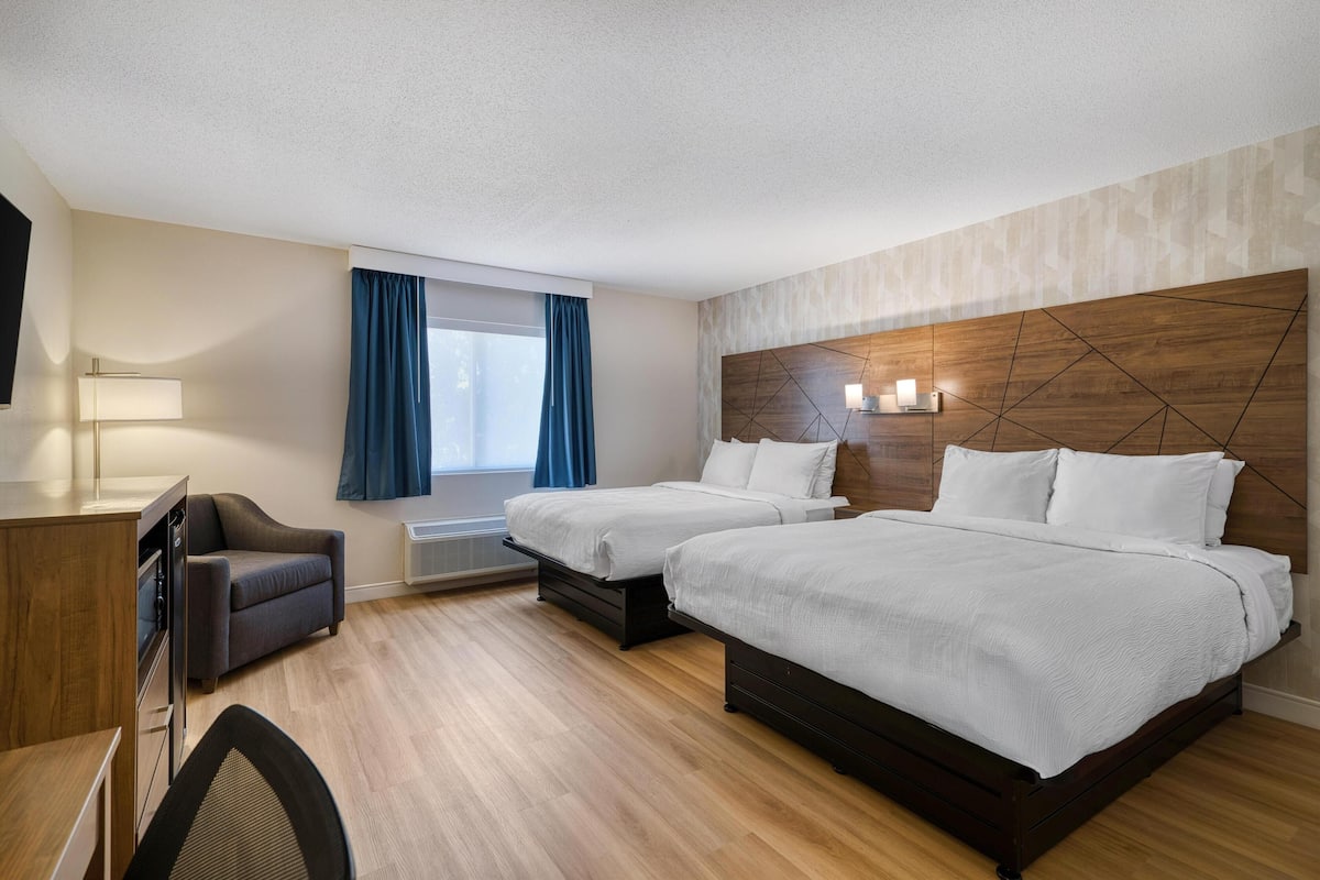 Standard Room, 2 Queen Beds, Non Smoking | Desk, laptop workspace, blackout drapes, iron/ironing board
