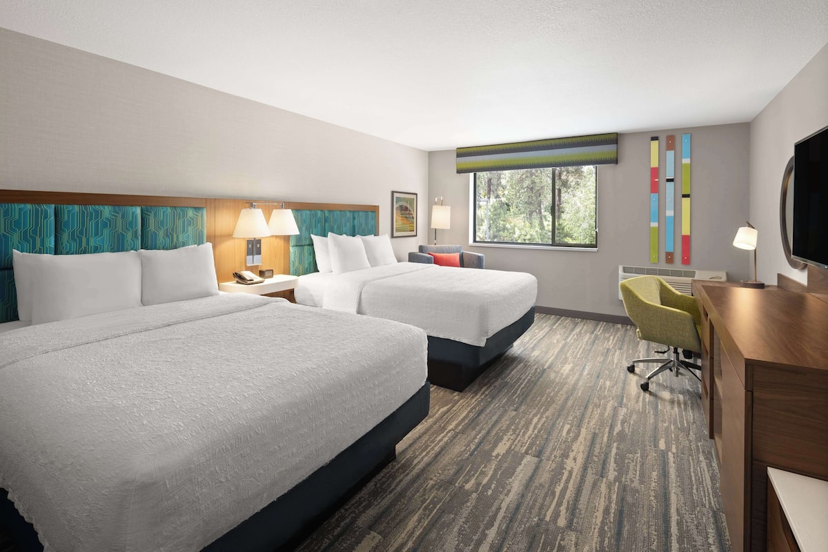 room, 2 queen beds, non smoking | down duvets, in-room safe, desk, blackout curtains