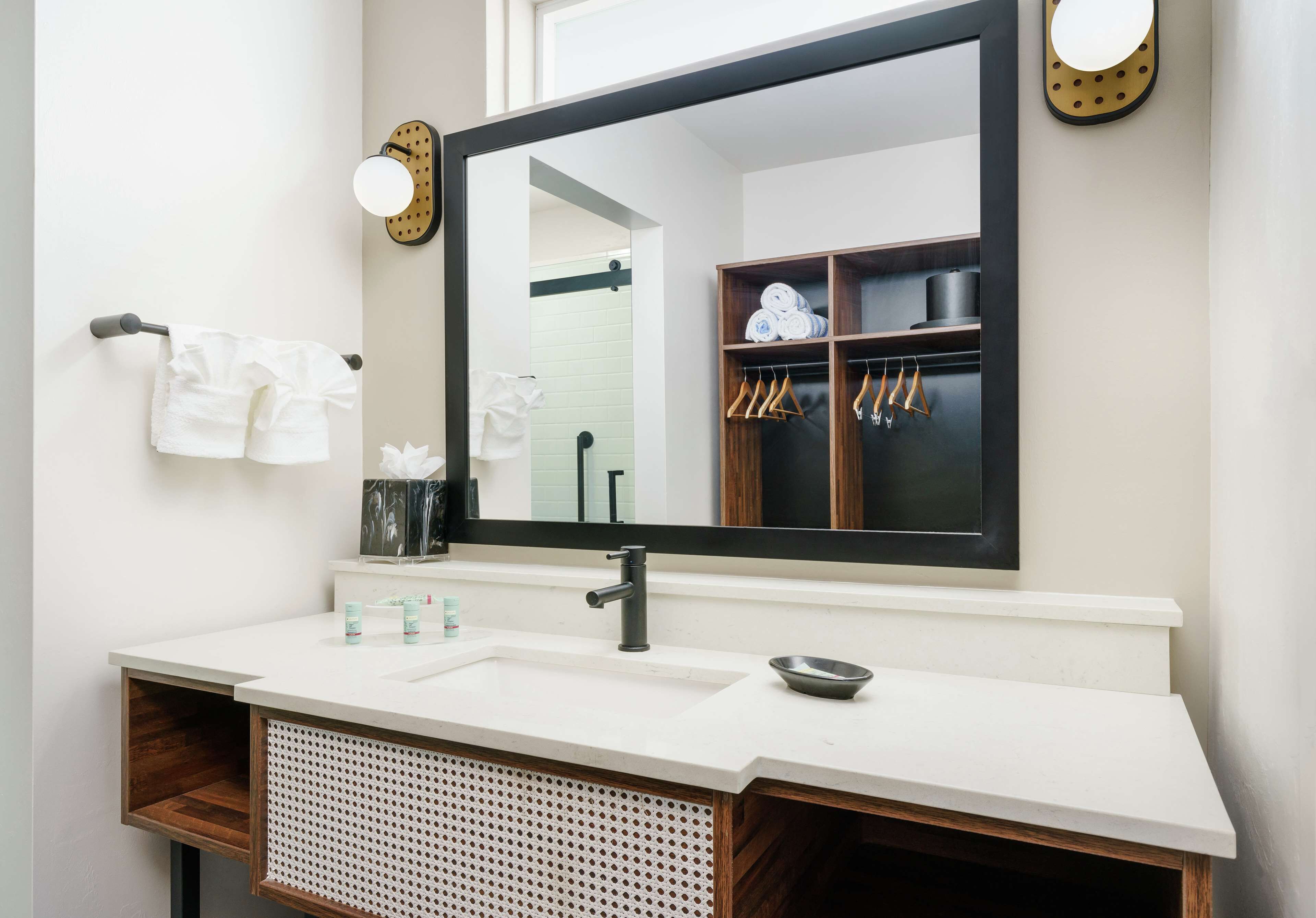 free toiletries, hair dryer, towels