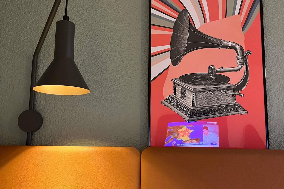 Desk, laptop workspace, blackout curtains, soundproofing