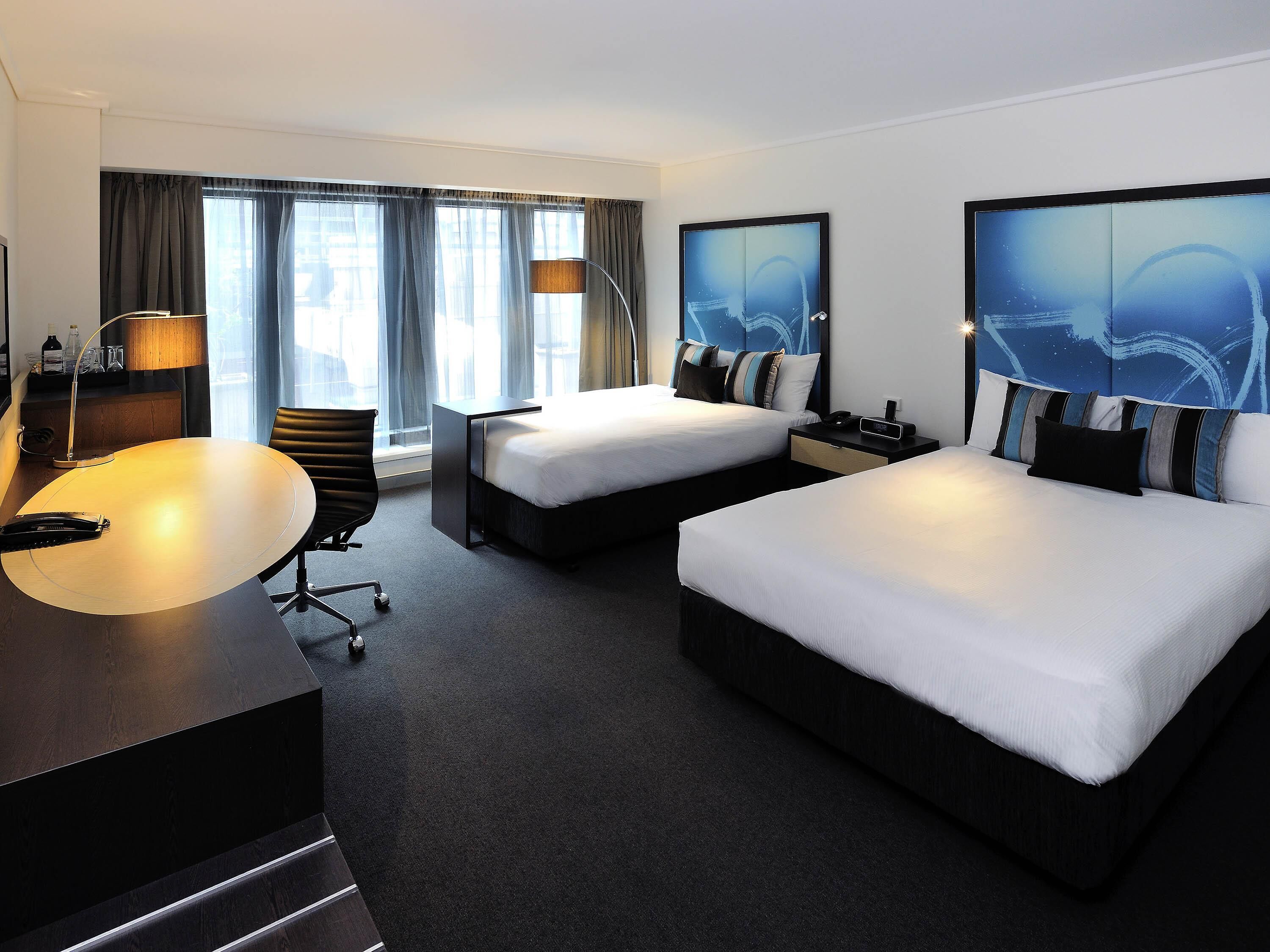 Deluxe Double Room, 2 Double Beds | Down comforters, in-room safe, desk, laptop workspace