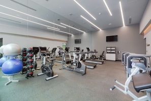 Stay fit and active in this well-equipped fitness center with treadmills, stationary bikes, and weight machines.