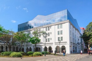 Stunning architecture with a central entrance and symmetrical design.