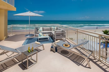 Room, Terrace, Oceanfront | Premium bedding, pillowtop beds, in-room safe, individually decorated at The Shores Resort & Spa