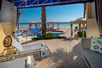 Hotel room view looking out at The Shores Resort & Spa