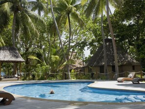 Outdoor pool, sun loungers