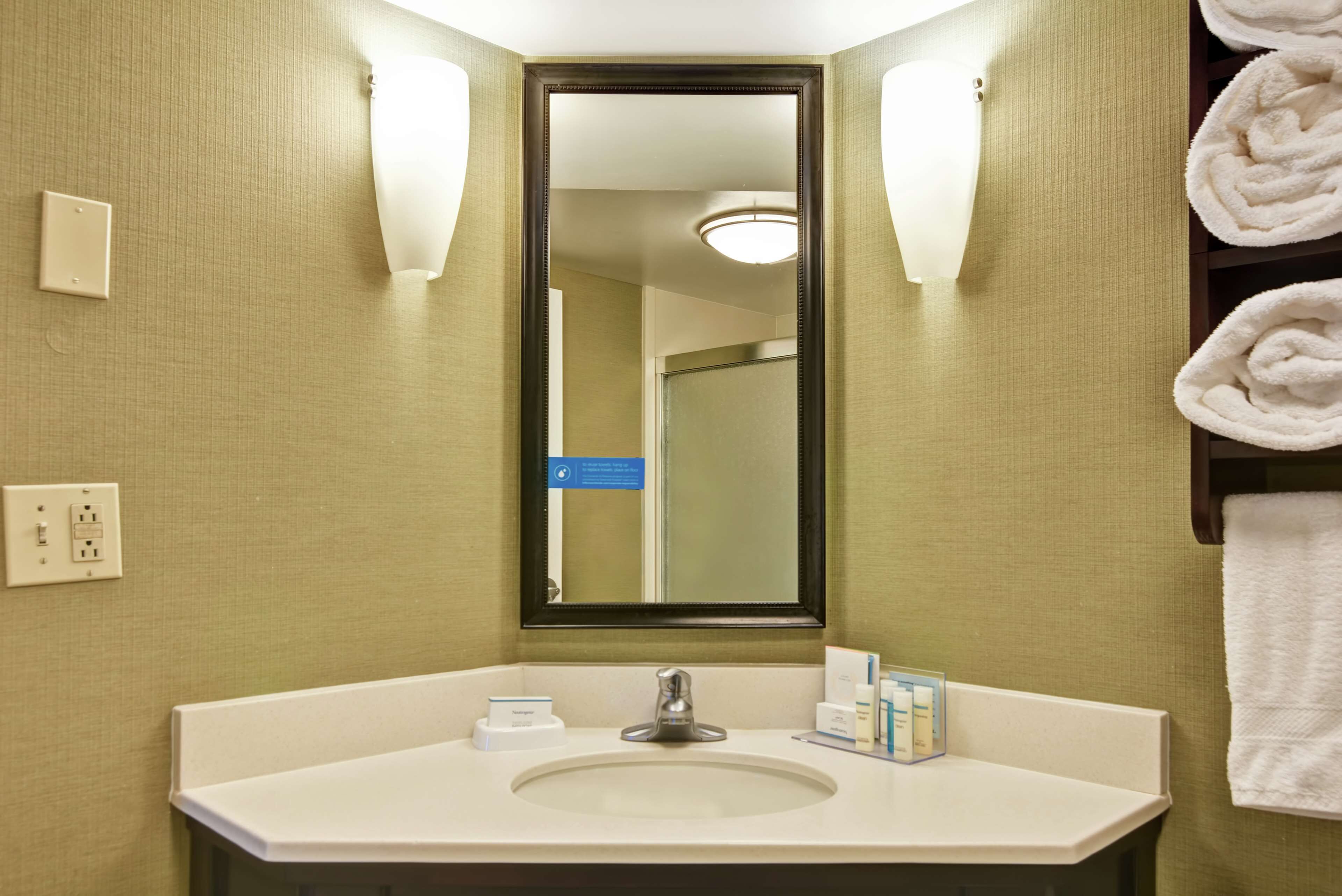 deluxe room, 1 king bed | bathroom | combined shower/bathtub, designer toiletries, hair dryer, towels