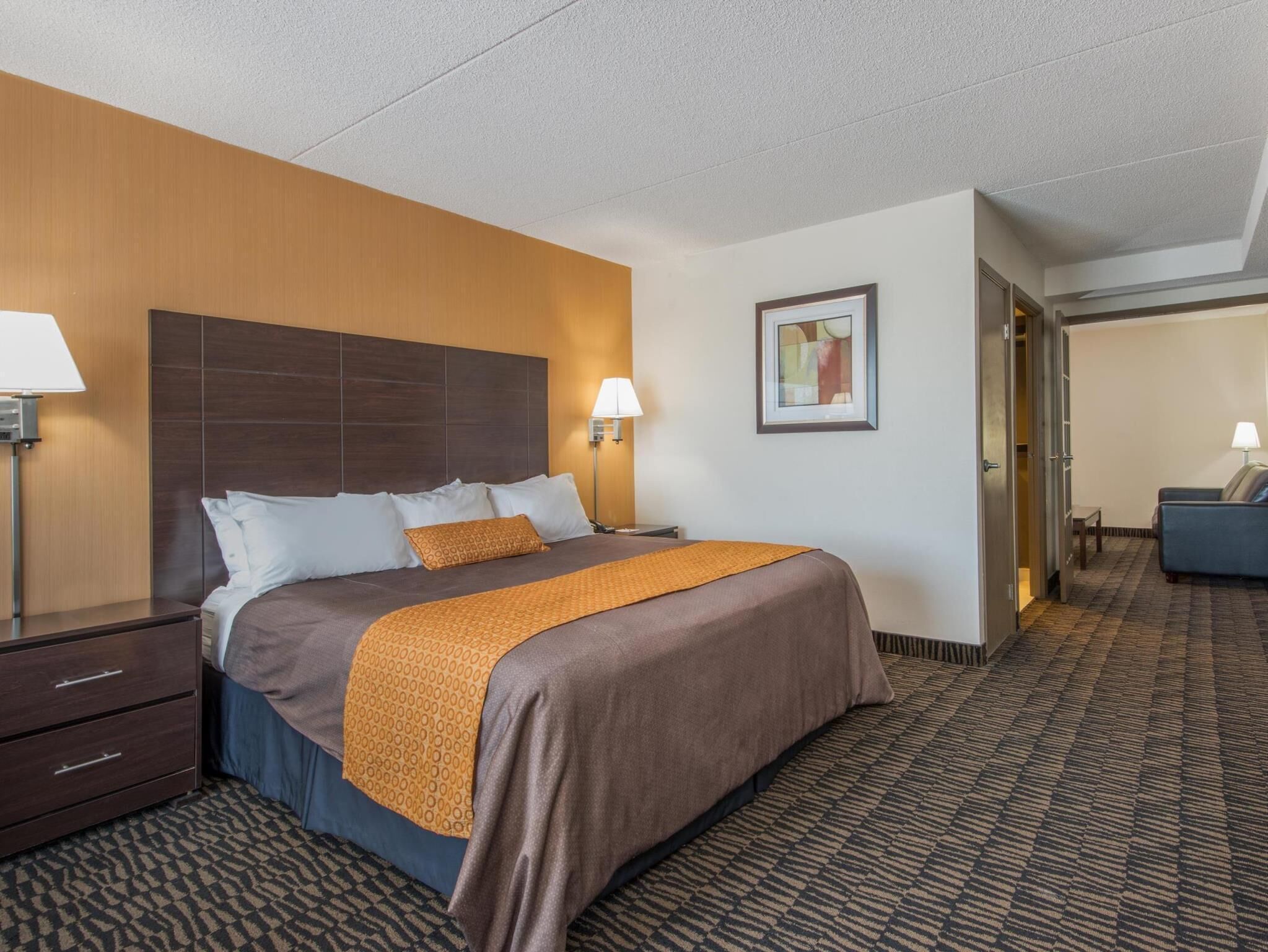 Pillowtop beds, desk, blackout drapes, iron/ironing board