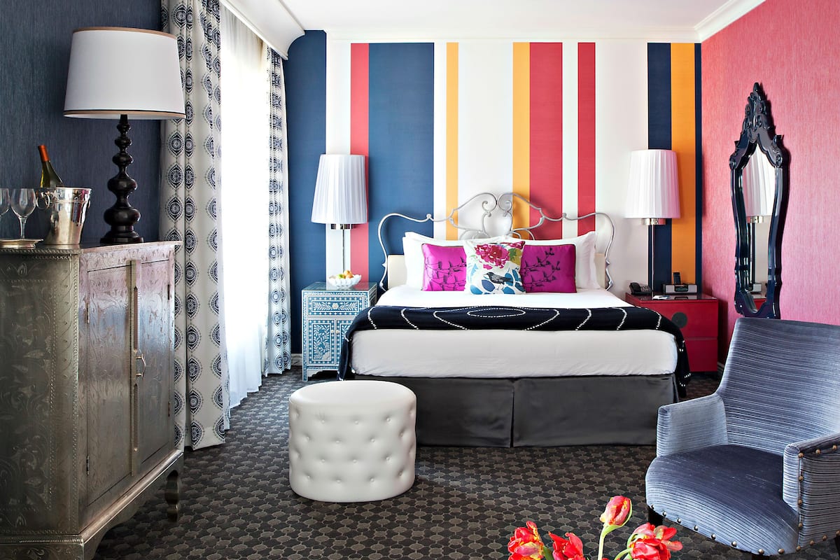 Premium bedding, down comforters, pillowtop beds, in-room safe