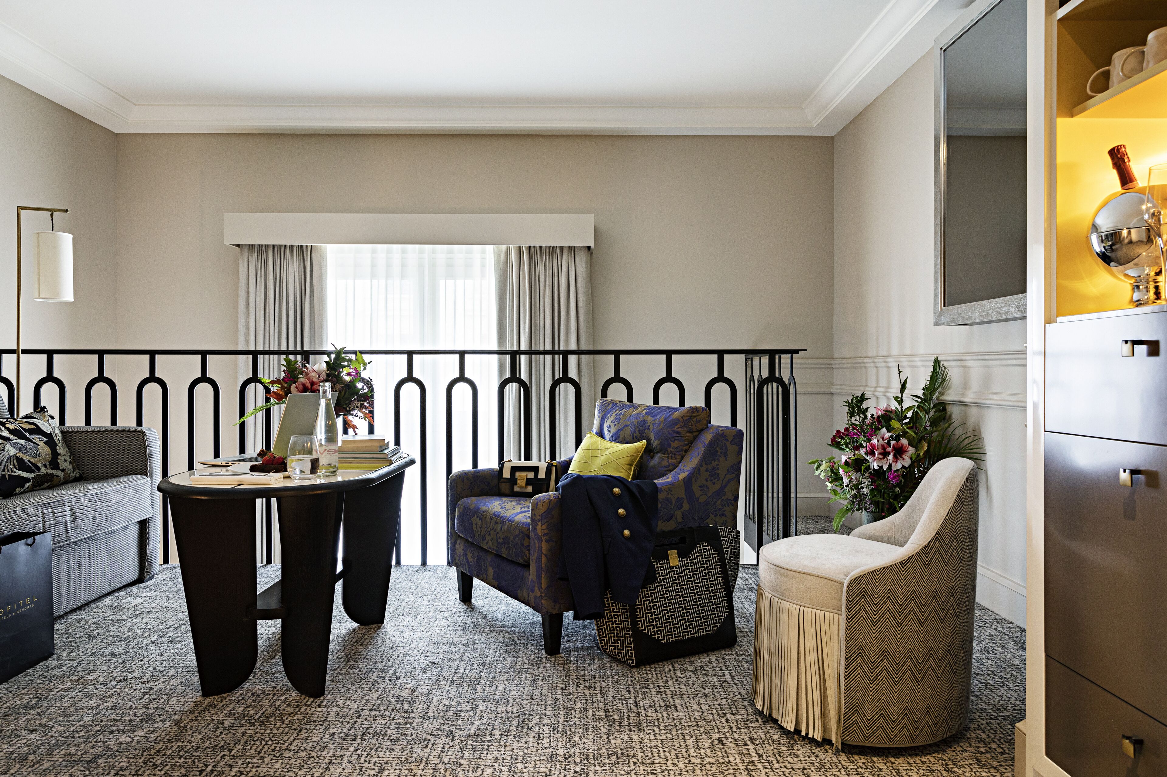 junior suite, 1 king bed, courtyard view (or scribe st. view, duplex) | premium bedding, down duvets, pillow-top beds, minibar