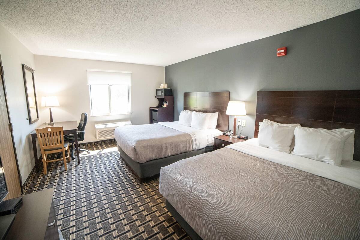 Room, 2 Queen Beds, Accessible, Non Smoking | Premium bedding, pillowtop beds, desk, blackout drapes