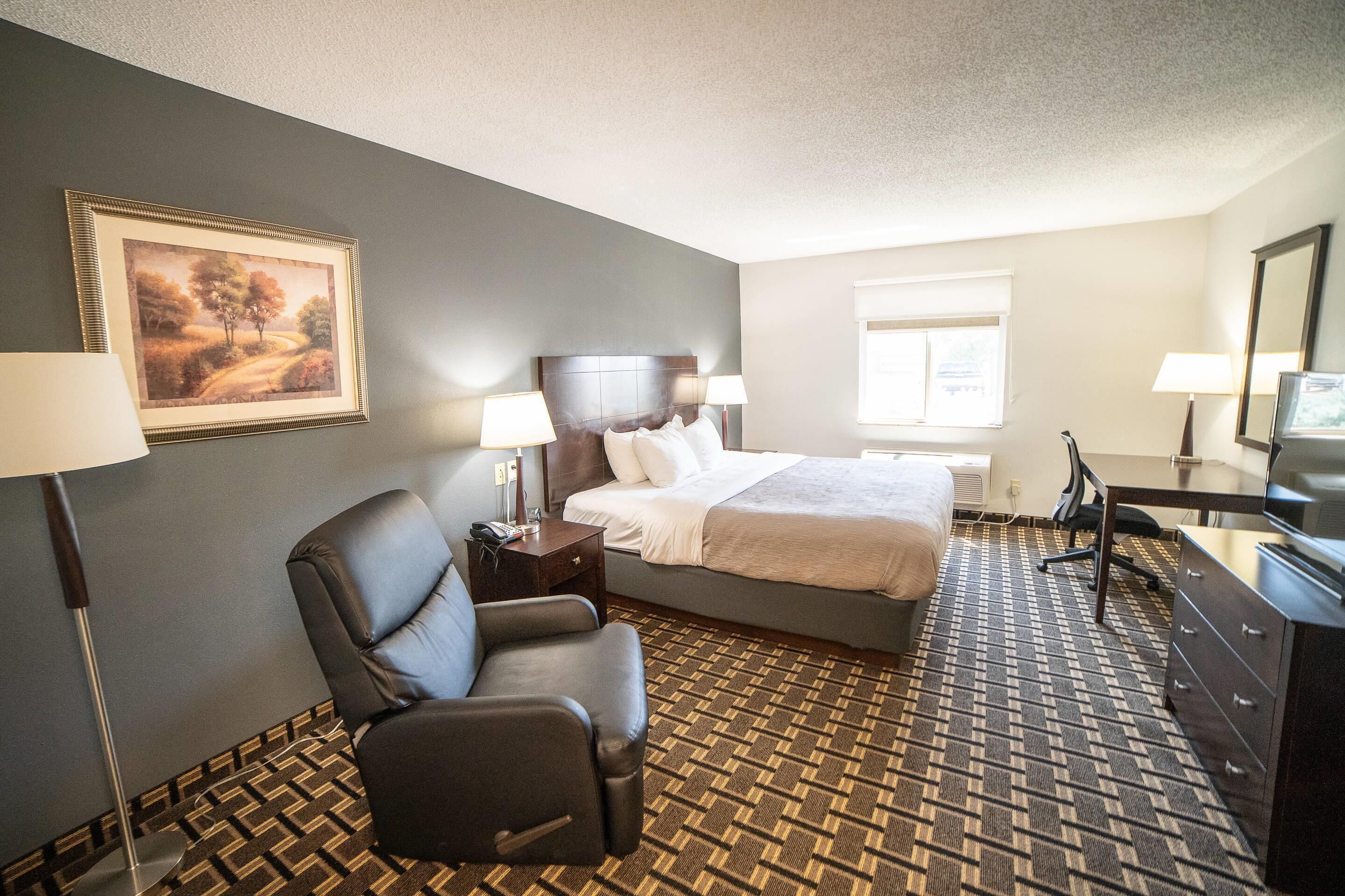 Premium bedding, pillow-top beds, desk, blackout curtains