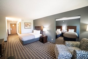 Premium bedding, pillowtop beds, desk, blackout drapes