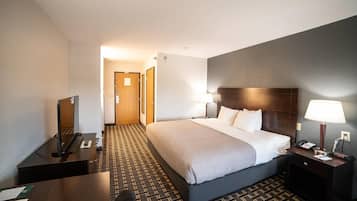Premium bedding, pillowtop beds, desk, blackout drapes