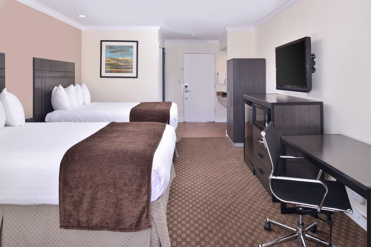 Standard Room, 2 Queen Beds, Non Smoking, Balcony | Desk, iron/ironing board, free WiFi, bed sheets